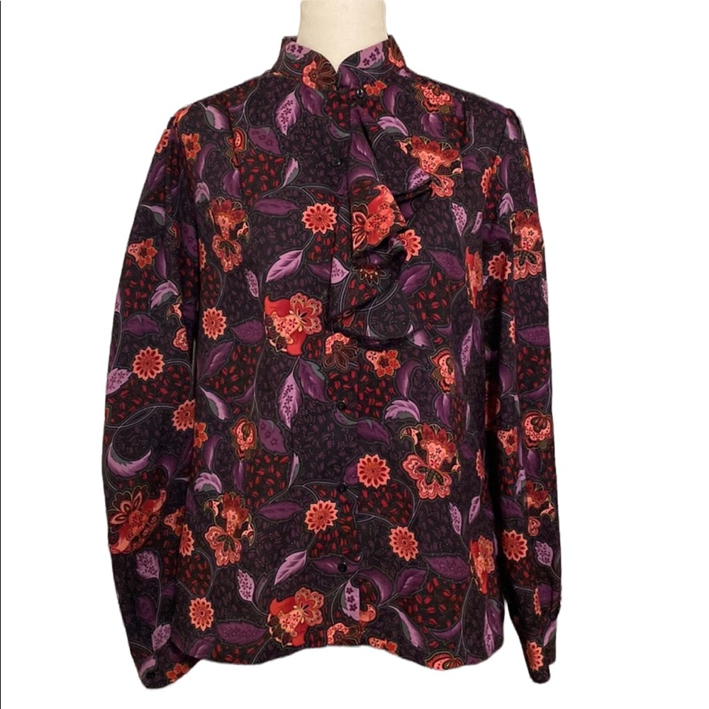 VINTAGE high collar floral button down